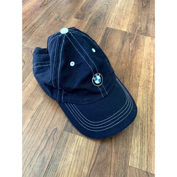 BMW USA Olympics Hat Baseball Cap Adjustable Strap Back Navy Blue Adult EUC - Picture 2 of 6